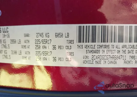 2017 Dodge Grand Caravan Sxt из США, поврежденный, VIN 2C4RDGCG7HR604711